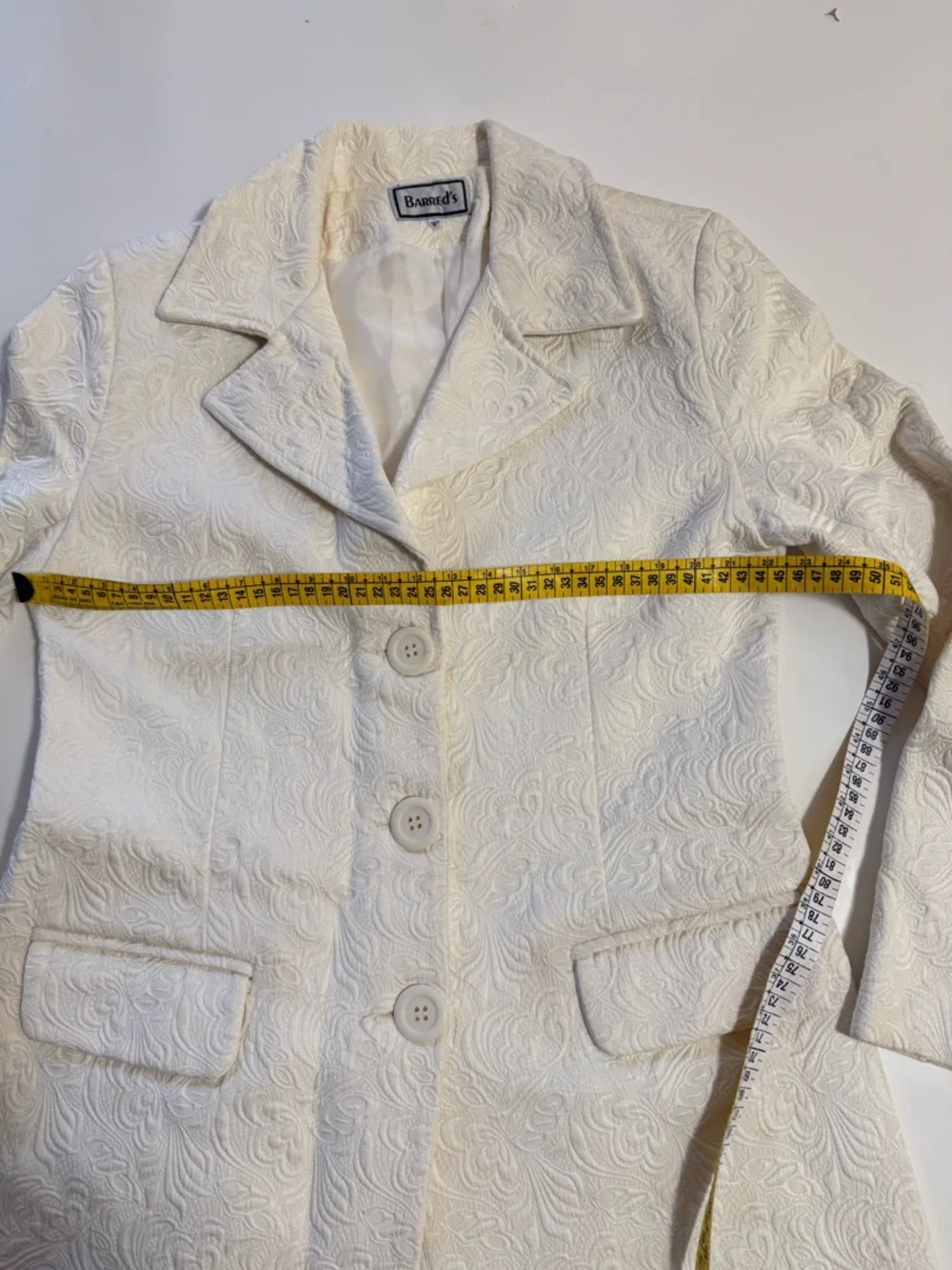 Womens Cream Textured Button-Front Coat - Picture 8 of 11